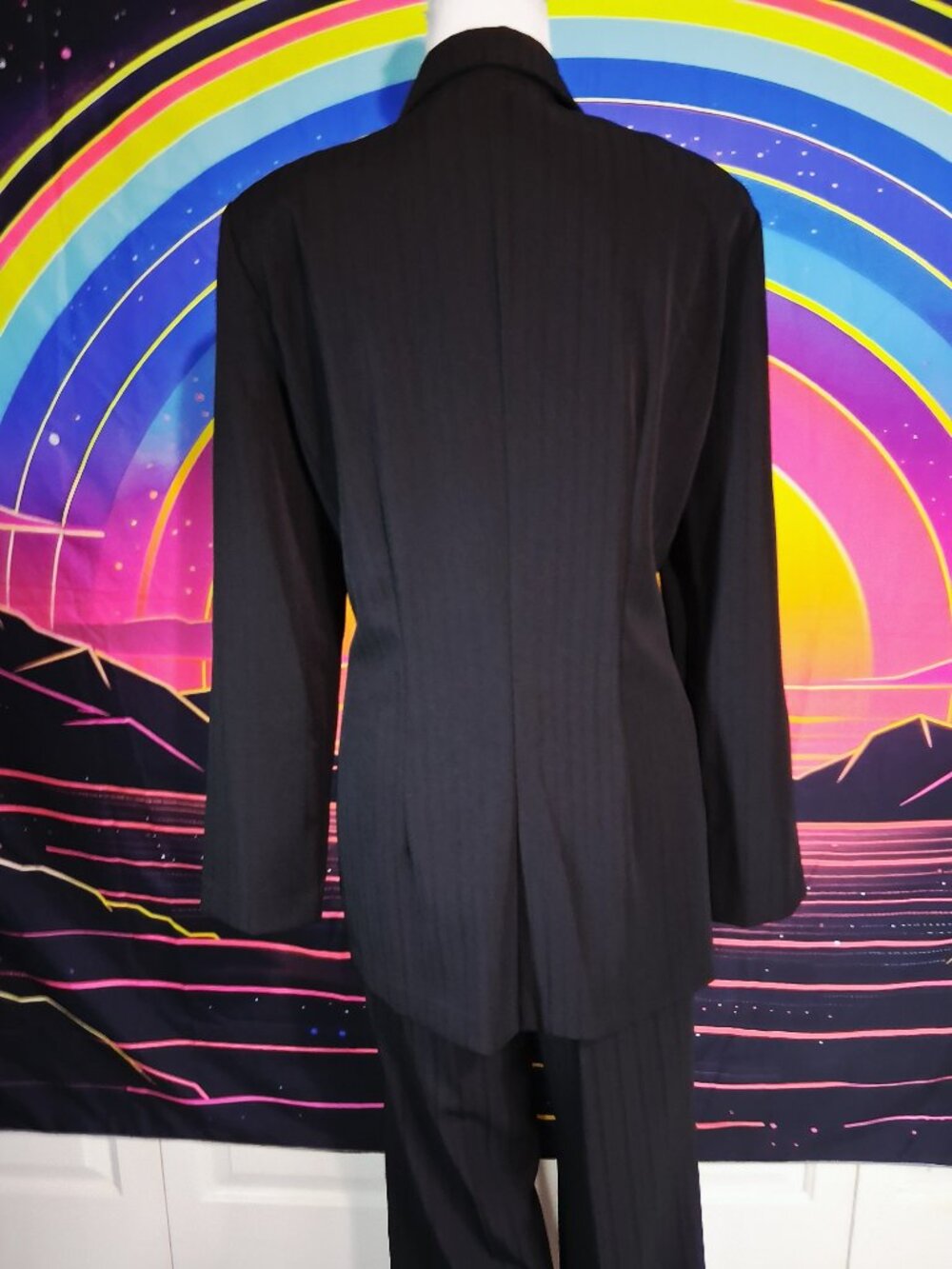 Vintage Y2K Breakin' Loose Black Pinstripe 2-Piece Pant Suit Set Size 13/14 - Picture 11 of 11